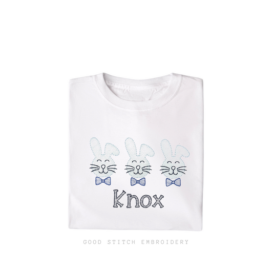 Trio Easter Bunny Embroidered Shirt – Soft Cotton